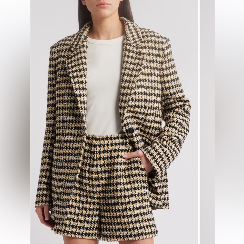 Boss Houndstooth Blazer in Black and Tan